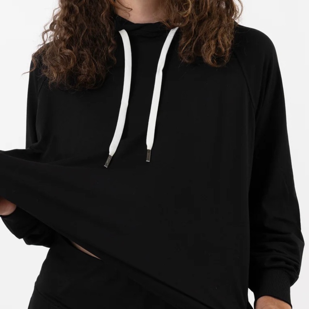 BNWT! FEAT Women's Black Hoodie with White Drawstrings